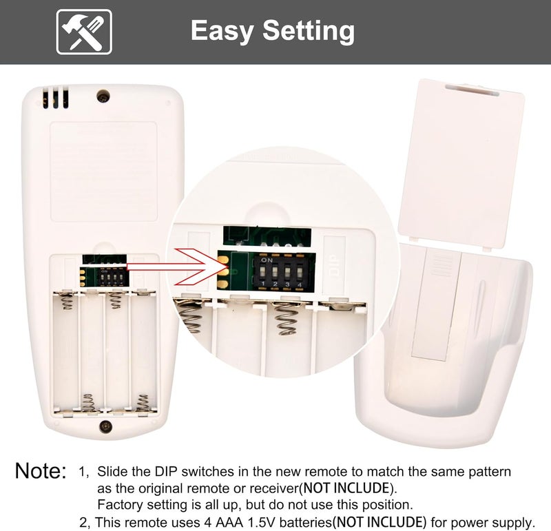 CENMING 9T Thermostatic Ceiling Fan Remote Control Replacement Remote for Hampton Bay,with Reverse Timer 3-Speed, LCD Display Temp 303.9MHz, No Light Dimmer,for L3HFAN9T FAN-9T(Remote Only) - Image 5
